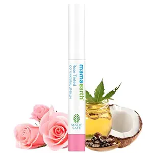 Mamaearth 100% Natural Lip Balm for Women & Men 2g (Rose) - Natural Tint, 12-Hour Moisturization - Heals Dry & Chapped Lips