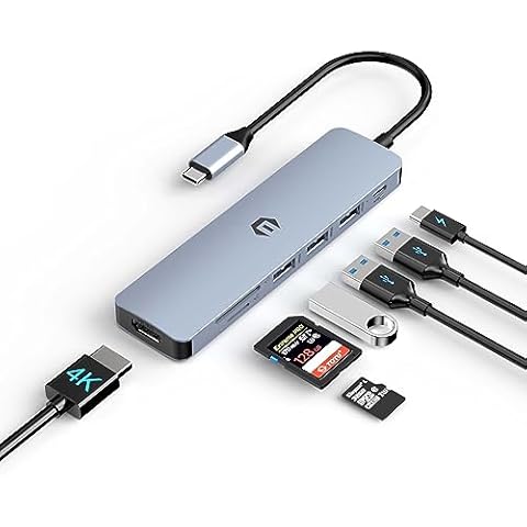 Tiergrade USB C Hub Multiport Adapter, 7-in-1 USB C Docking Station with HDMI, 100W PD, 3 USB 3.0, SD/TF Slot for MacBook Pro/Air, Type C Laptop Cover