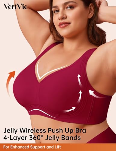 Image of Vertvie Jelly Bras for Women No Underwire Minimizer Support | Plus Size Older Lift, Full Coverage & Smoothing Back, Push Up, Separation & Supportive, Soft Comfy Seamless Wireless Bralette