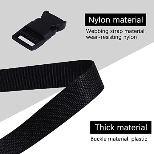 RETON 15mm Wide 10 Yards Black Nylon Webbing Strap + 20 PCS Adjustable Buckles Plastic Side Release Buckles