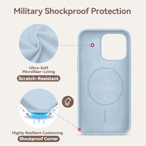 Image of iPhone 15 pro Max Silicone Magsafe Case | Shock Proof Design & Camera Protection | Premium Rubberised Apple iPhone 15 pro Max Cover (Microfiber Lining) | Magnetic Liquid Silicone - Sky Blue