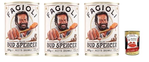Fagioli alla Bud Spencer - Frijoles blancos con salsa de tomate, caja 3x 400 g | Receta italiana original | Listos para calentar | Fuente de proteínas | Ideal camping y comida rápida + Itlaian Gourmet