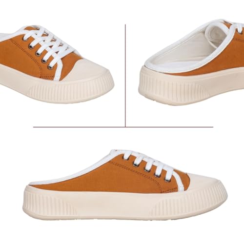 Image of TRASE Back Open Casual Sneakers for Women | Trendy Mule Slip-On Shoes with Lace-Up Front & Comfortable Cushioned Insole
