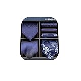 HISDERN Ties for Men Navy Blue Extra Long Tie and Pocket Square Set XL Silk Floral Plaid Neckties Handkerchief Elegantes Wedding Necktie Lot 3 PCS