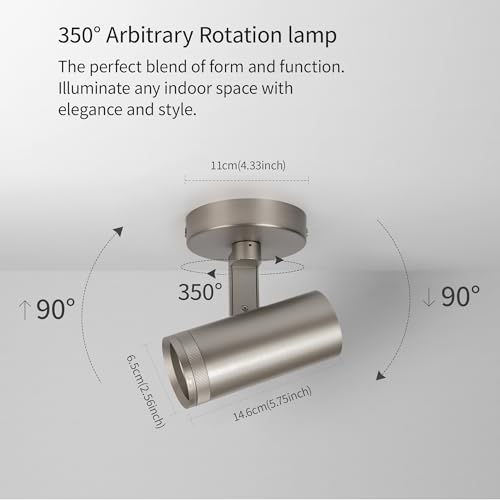 Image of Dimmable Zoomable Spot Lights Indoor Spotlight, 12W Adjustable Angle Ceiling Spotlights for Living Room, Corridor, Picture, Accent Lighting Brushed Nickel Finish - Warm White, 2 Pack