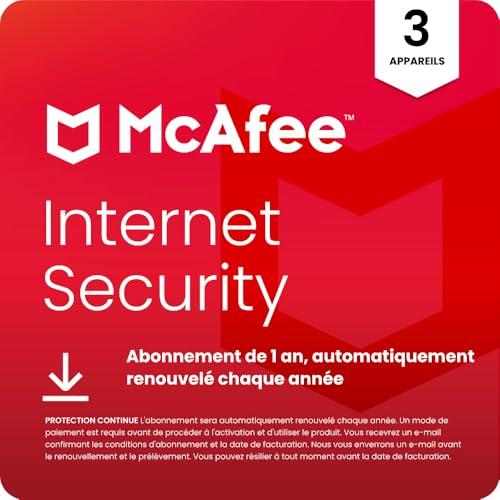 McAfee 2020 Internet Security | 3 Appareils | 1 An | PC/Mac/Android/Smartphones...