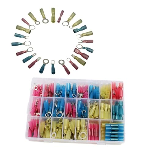 VILLFUL 240 piezas Terminales Termocontraíbles Impermeables con Aislamiento Conectores Eléctricos Tipo Empalme y Pala para Cables Kit para Conexiones Automoción y Electrónica