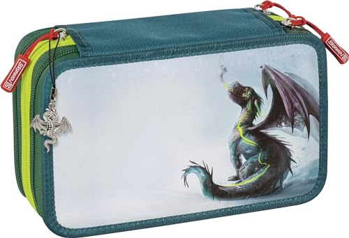 Brunnen XXL Schüler-Etui Federmappe Drago Drache 3 Reißverschlüsse