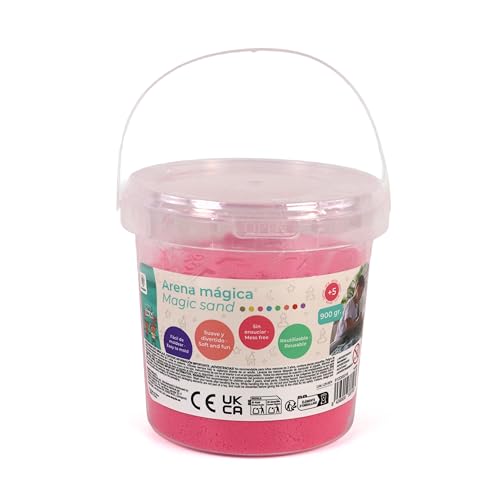DEQUBE- Bote 900 gr. Arena mágica - Arena sensorial Suave, y Reutilizable - Juego Creativo - Color Rosa (Deqube 912D00316)