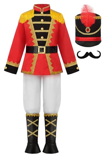 ReliBeauty Nutcracker Costume for Boys, Toy Soldier Uniform with Hat