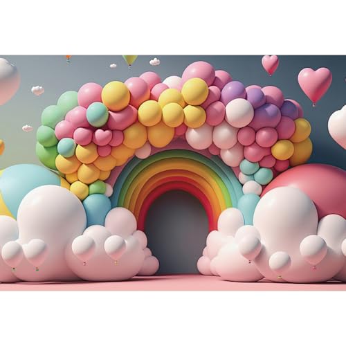 Ttincceer Arco Iris telón de Fondo 220x150cm Globos Coloridos Arco fotografía Fondo niña señora cumpleaños Boda fotografía telón de Fondo Estudio Retrato fotografía Accesorios