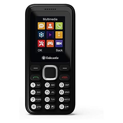 Oakcastle F100 Basic Mobile Phone | Unlocked, SIM Free, Bluetooth Enabled, Rechargeable 7-day Battery Life | Dual SIM & Micro SD Card Slot | Media and Games | Lightweight and Durable Pay As You Go Cover
