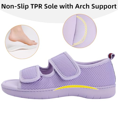 Image of Women's Slippers with Arch Support, Adjustable Open Toe Shoes for Diabetic