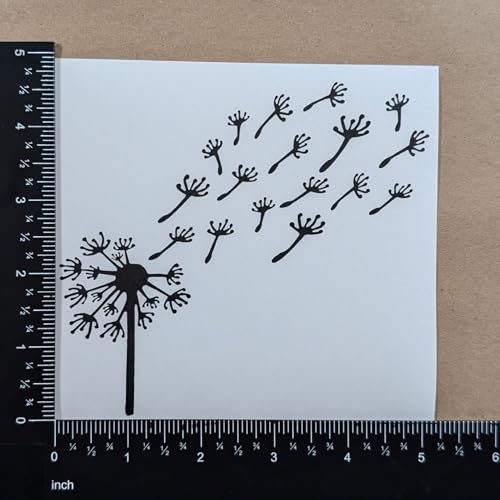 Image of Dandelion Blowing Decal 4 Pack: Blowing Dandelion Decals, Dandelion Flower, Dandelion Decals for Car Tumbler Laptop (Black, Large ~5 inch)
