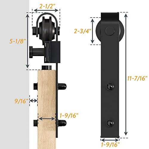 SANKEYTEW 6 Feet Heavy Duty Sturdy Sliding Barn Door Hardware Kit-Smoothly and Quietly-Includes Detailed Installation Fit 36\" Wide Doorpanel (Lite Version) Black - Thumbnail 7