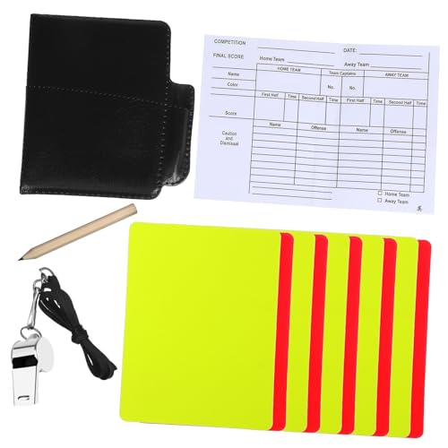 GALPADA Standard Soccer Referee Supplies Kit Cards Whistles Flags Score Sheet Penalty Cards