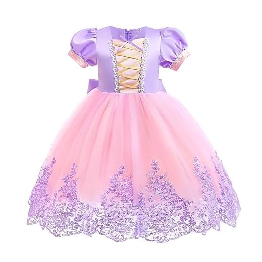 Lito Angels Disfraz Vestido de Princesa Rapunzel Carnaval Fiesta de Cumpleaños para Niña Pequeña Talla 2-3 años, Morado (Número de etiqueta 100)