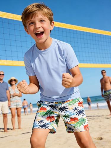 Image of Boys Neon Shirts Dry Fit Athletic T Shirts UPF 50+ Performance Cooling Shirt Short Sleeve Rash Guard Kids Top for Boys Girls