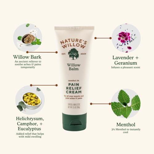 Nature's Willow Willow Balm Natural Pain Relief Cream for Muscles & Joints | Fast-Acting with Willow Bark & Menthol | Free from Artificial Fragrances & Dyes | 1-Pack | 3.5 fl oz - Image 6