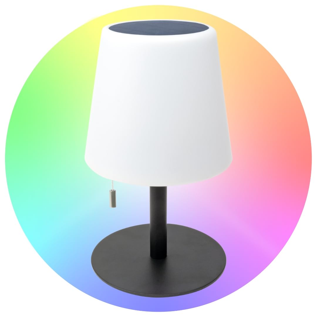 SCHWAIGER 660166 Lámpara Solar para Exterior Lámpara de sobremesa LED RGB Lámpara de Exterior Luz Solar Lámpara de Exterior Luz de jardín Regulable Blanco cálido Micro USB Cambio de Color