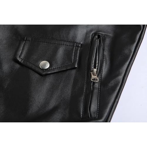 Maiyifu-GJ Men's Faux Leather Biker Sleeveless Jacket Vintage Asymmetric Zip Motorcycle Vest PU Lightweight Punk Belted Coat (Blacka1,Large)4