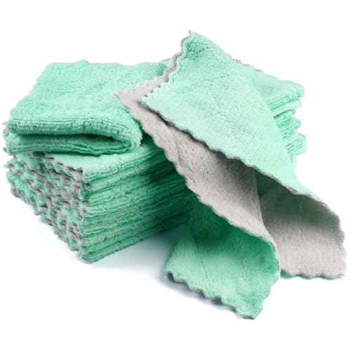 12 Stück Mikrofaser Reinigungstücher 25 X 25 cm, Super Saugfähiges und Weicher, Waschbar Abwaschlappen, Korallen-Samt Wiederverwendbar SpüLtuch für KüChe, Geschirr Extrem Fett und SchmutzlöSend