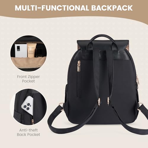 Image of LOVEVOOK Mini Backpack for Women, Small Backpack Purse for Travel Work Cute Backpack Daypack With Anti-theft Pocket Mini Bag for Daily College Shopping, Black