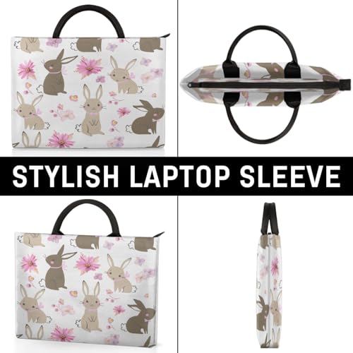 Cute Cartoon Rabbit Flower Laptop Sleeve with Handle Waterproof Computer Carrying Case4
