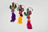 Sanyork Three 3 Felt Embroidered Christmas Ornament Cactus 5" Mexican Purse Pom Poms Luggage Tag