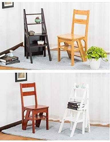 Miniatura 5 de Taburete de madera,Taburete de escalón,Taburete portátil,Renovación creativa plegable biblioteca plegable escalera silla silla uso oficina bambú