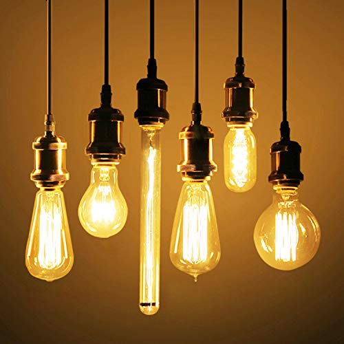 Image of DiCUNO Vintage E26 Lamp Socket, Edison Retro Pendant Lamp Holder, Industrial and Decorative for DIY Lighting, 600℃ Heat Resistant 6 Packages (Color: Pearl Black)