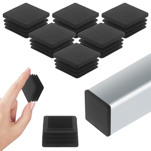 Image of 32 Pcs 1-1 /3 Inch Square Tubing End Caps, Plastic End Caps Insert Finishing Plug for Chair Legs, Pipe Post, Table Legs (Black, 35x35mm)