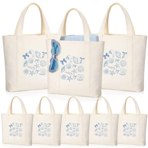 Shinylin 8 Pcs Bachelorette Bags Seashell Bridesmaid Tote Bags Bachelorette Party Favors Last Toast on the Coast Gifts for Wedding (Small)