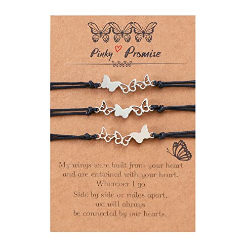 Fuqimanman2020 Best Friends Matching Bracelet Friendship 2/3 Heart Butterfly Bracelets Set Gift for BFF Friend Sister
