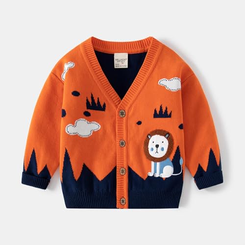 Boys Girls V Neck Cardigan Cute C𝐚rtoon Long Sleeve Button Knit Sweater Spring Fall School 𝗨niform Knitwear3