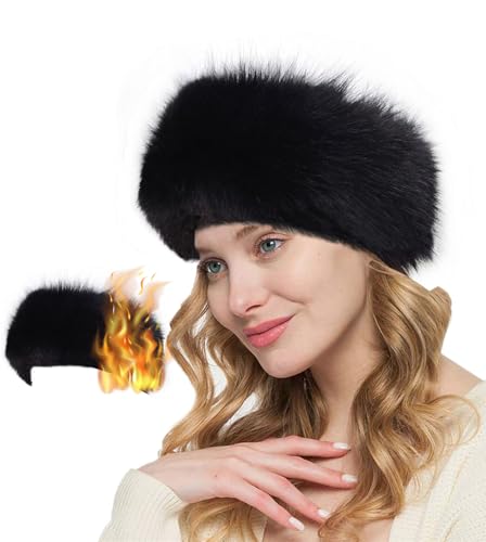 Loritta Womens Winter Headbands Faux Fur Headband Elastic Ear Warmers Furry Ear Muffs,Black