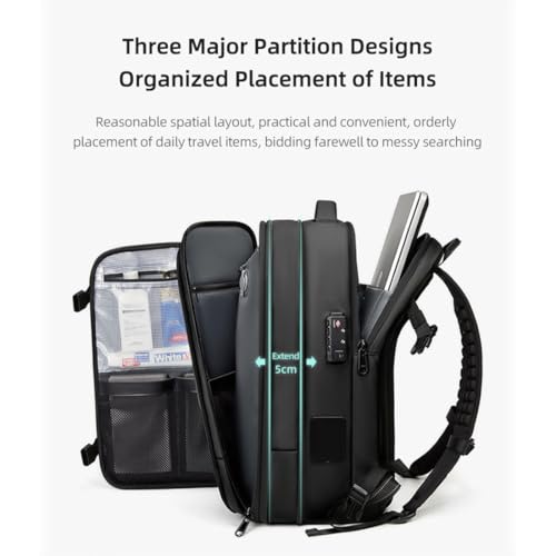 Vacuum Backpack, Air Vacuum Backpack for Travel, Vacuum Bags, 60L Large-Capacity Travel Back Pack Expandable Black (Green, With vacuum pump)4