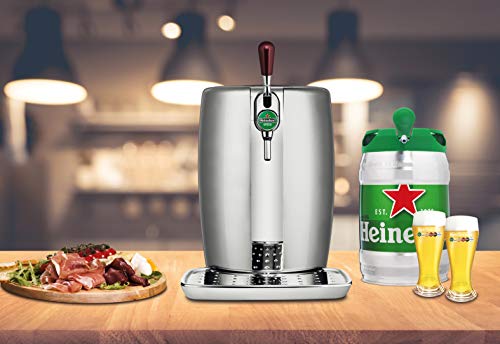 Krups BeerTender Silver et chrome, Machine à bière, Pression pour la maison, Tireuse à bière, Pompe à bière, Coffret 2 verres YY2931FD