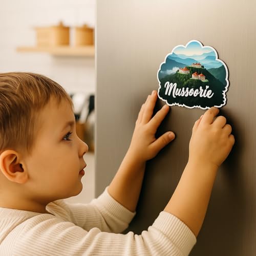 Image of Naxon Mussoorie Theme Souvenir Wooden Fridge Magnet for Refrigerator - Printed Fridge Magnet for Kitchen & Home Decor | Perfect Souvenir Gift | Size 3x3 in | Pack of 1