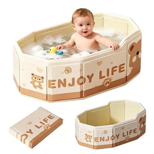 KQWVZ Bañera plegable para bebé, 75 x 45 cm, baño grande para niños pequeños con tapón de drenaje, bañera plegable para niños, bañera plegable para bebés, diseño antideslizante, mini lavabo de ducha