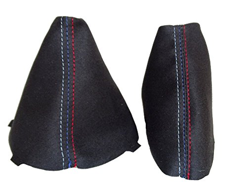 The Tuning-Shop Ltd for BMW E90 E91 E92 E93 2005-2013 Shift & E Brake Boot Black Genuine Suede M3 /// Stitching