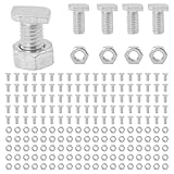 Gewächshausmuttern und Schrauben, 100 Sets Aluminium-Gewächshaus-Sechskantmuttern und T-Kopfschrauben für Gebäudereparatur, Gewächshaus, notwendiges Zubehör