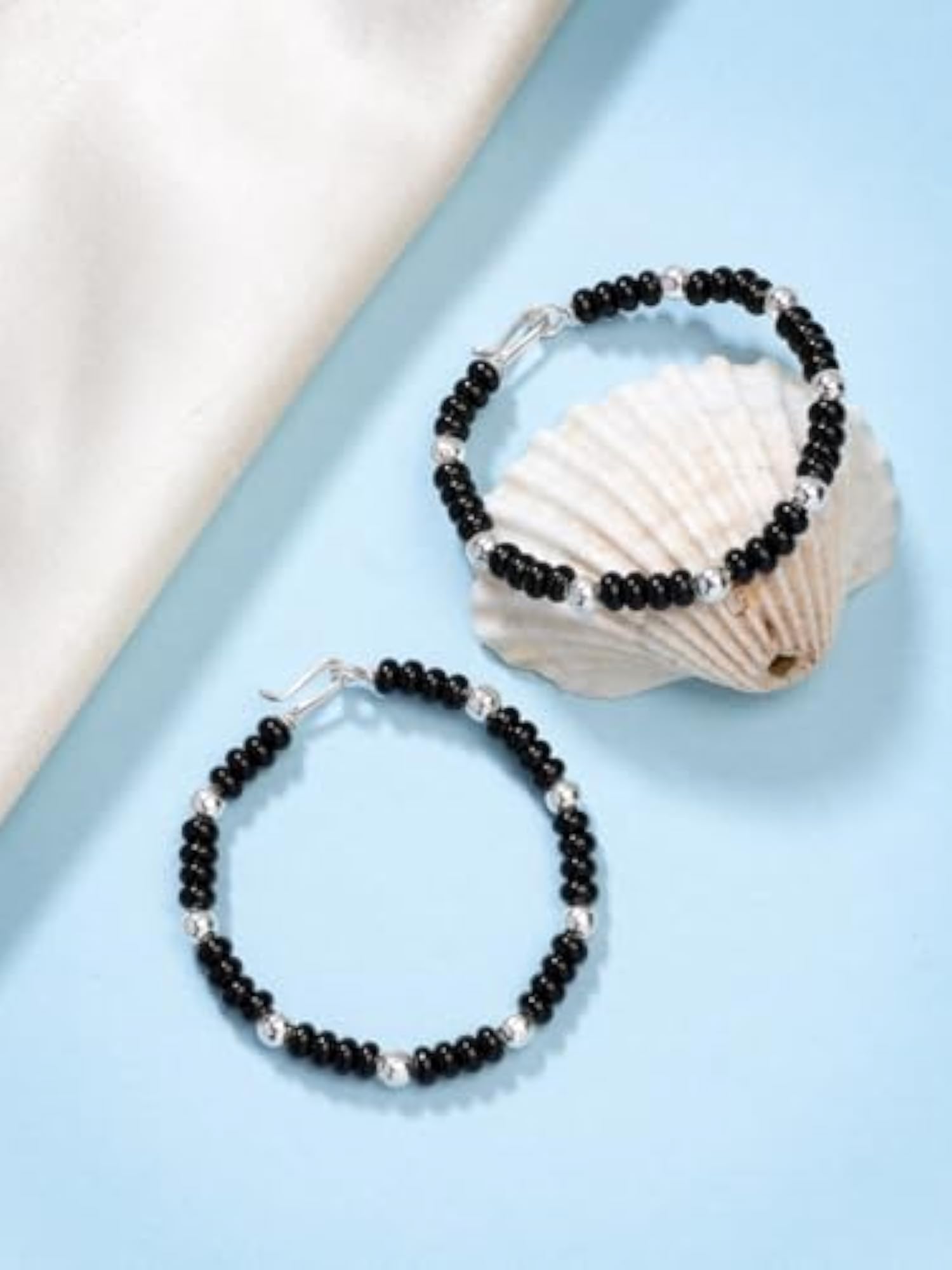 Kids Rhodium Plated Artificial Beads Nazariya Link Bracelet Pair
