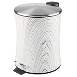 mDesign 5 Liter Hourglass Small Metal Step Trash Can Wastebasket, Garbage Container Bin for...