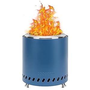 Portable Table Top Fire Pit with Stand, 8.6″ Stainless Steel Mini Outdoor Low Smoke Burning Tabletop Firepit Fueled by Pellets or Wood, for Outside Camping Blue