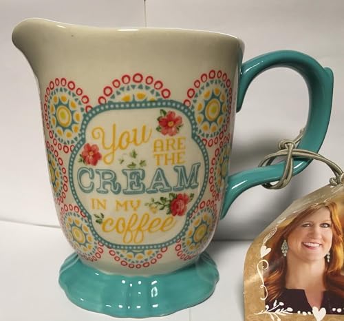 The Pioneer Woman\"Hyacinth\" Stoneware Footed Creamer\"you are the CREAM in my coffee\"
