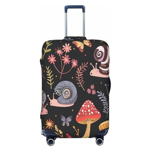 Colored Autumn Mushroom Butterfly Snails Luggage Cover Elastic Travel Suitcase Covers, Anti Scratch Dust Proof Baggage Covers, Fits 22-24 inch Suitcases