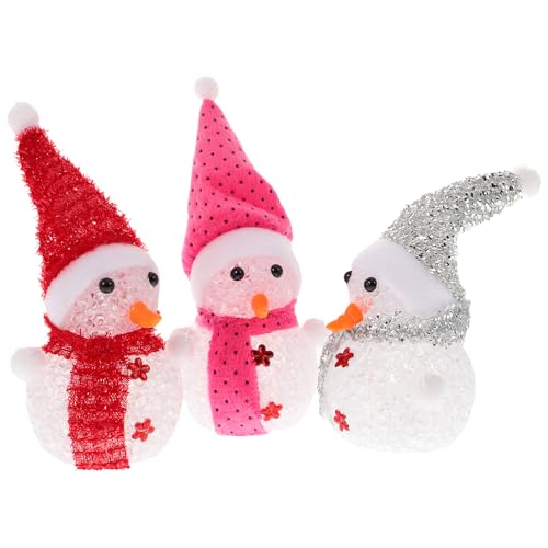 SOLUSTRE 3 Stücke LED Schneemann Figur Nachtlicht Kristall Acryl...