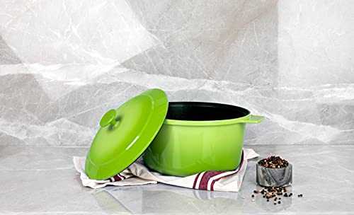 Granitestone Dutch Oven, 5 Quart Ultra Nonstick Enameled Lightweight Aluminum Dutch Oven Pot With Lid, Round 5 Qt. Stock Pot, Dishwasher & Oven Safe, Induction Capable, Healthy 100% Pfoa Free, Green #TOP6