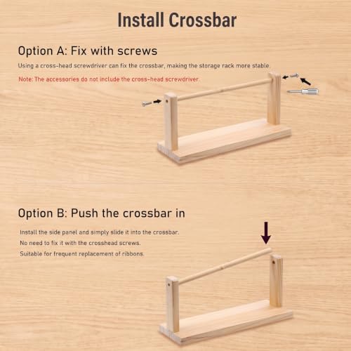 Image of jojofuny Wooden Ribbon Organizer Single Tier Rack Storage Holder (Pack of 2)